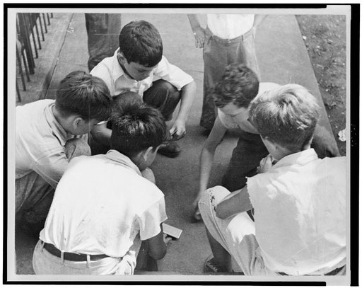 Boys playing cards near Union Station, Washington, D.C.