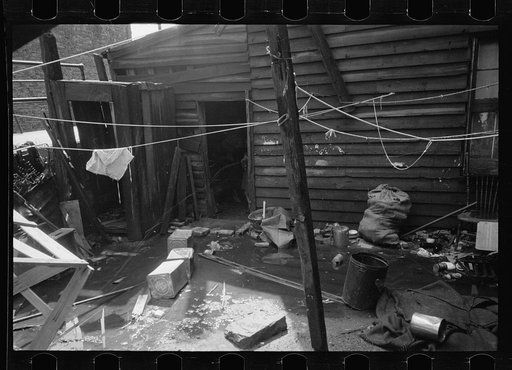 Untitled photo, possibly related to: Negro backyard, Washington, D.C. Backyard near Stratford Hotel and within short distance from both the Capitol and Union Station, showing flooded yard and debris. In big rains, kitchen and bedroom floors of this house are so flooded that it is necessary to lay pl