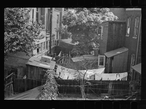 Untitled photo, possibly related to: Typical slum area. Note dome of Capitol, Washington, D.C.