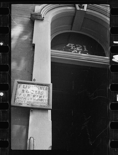 Untitled photo, possibly related to: Front of a typical house offering furnished rooms for rent, District of Columbia