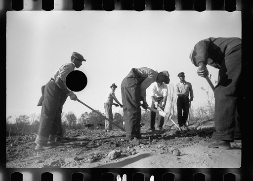 Untitled photo, possibly related to: Transients clearing land. Prince George's County, Maryland