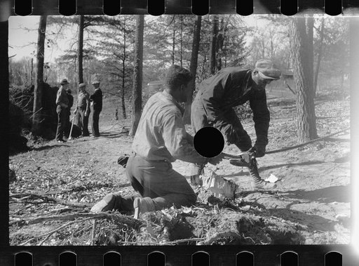 Untitled photo, possibly related to: Transient worker clearing land, Prince George's County, Maryland