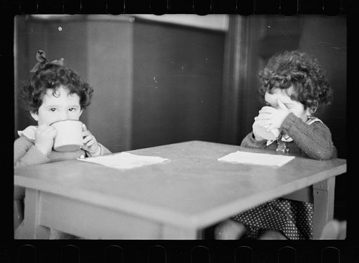 Untitled photo, possibly related to: Radburn, New Jersey, a privately financed model town which furnished some of the ideas for the United States Suburban Resettlement Administration's Greenbelt towns. Young artist at the community kindergarten