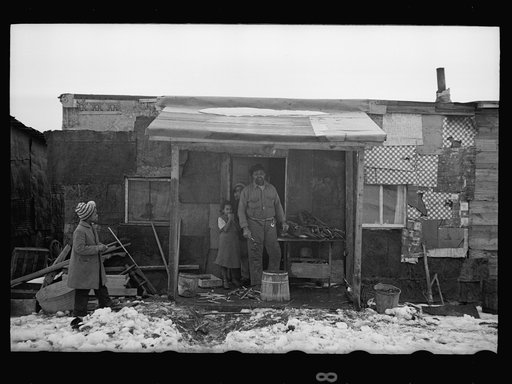 Untitled photo, possibly related to: Negro family in subdivision, Franklin Township, near Lincoln Highway, Bound Brook, New Jersey