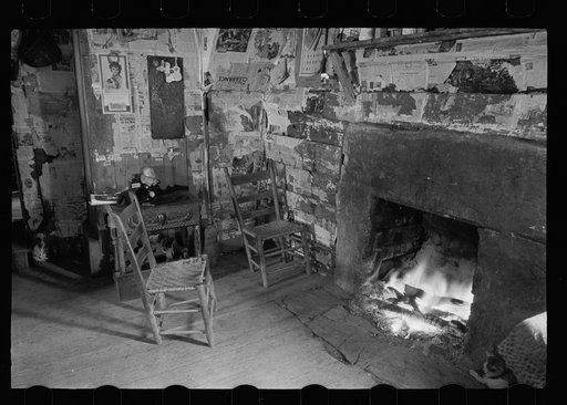 Interior of mountain farmhouse, Appalachian Mountains near Marshall, North Carolina
