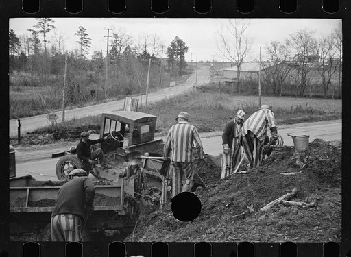 Untitled photo, possibly related to: Convicts working on state road, North Carolina