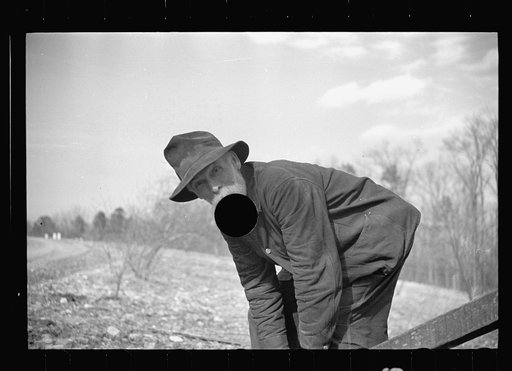 Untitled photo, possibly related to: Demonstrating unique homemade cider press invented by man living on Crabtree Recreational Demonstration Area, Raleigh, North Carolina