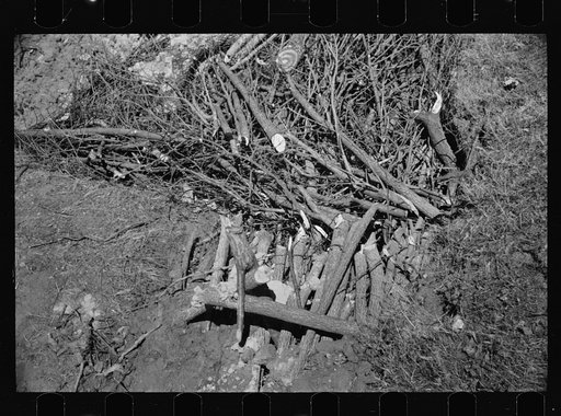 Brush check dam on gully, showing erosion control work on Coalins Project, Kentucky