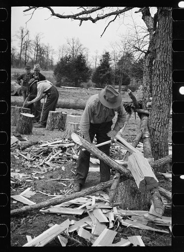 Splitting shingles at Wilson Forest Project near Lebanon, Tennessee