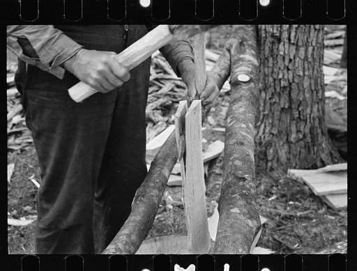 Splitting shingles, Wilson Cedar Forest, near Lebanon, Tennessee