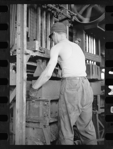 Making cinder block for use on the Greenbelt Project, Maryland
