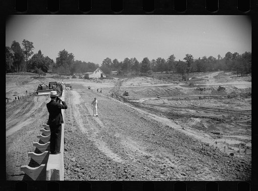Untitled photo, possibly related to: Construction on the dam at Greenbelt, Maryland