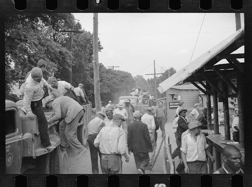 Untitled photo, possibly related to: Men coming to work at Greenbelt, Maryland
