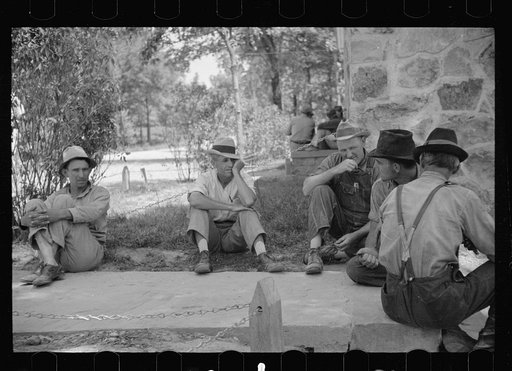 Untitled photo, possibly related to: Men "asettin," Skyline Farms, Alabama, near Scottsboro