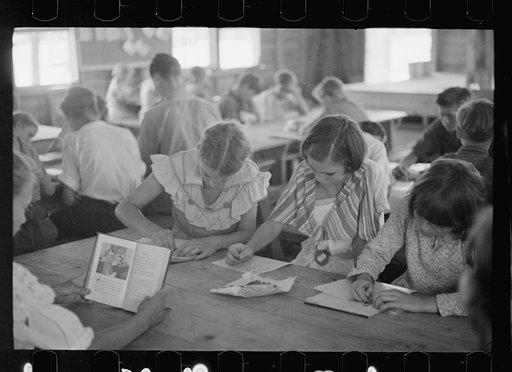 Untitled photo, possibly related to: School scene at Cumberland Mountain Farms (Skyline Farms) near Scottsboro, Alabama