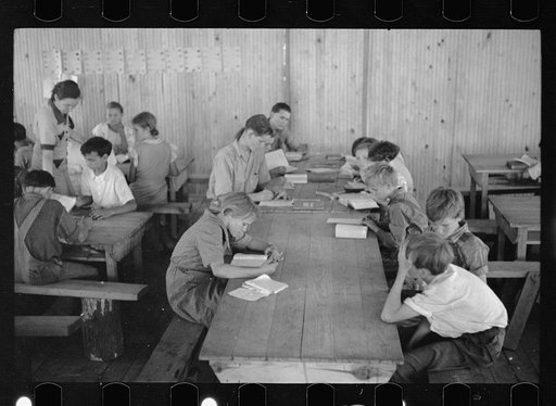 Untitled photo, possibly related to: School scene at Cumberland Mountain Farms (Skyline Farms) near Scottsboro, Alabama