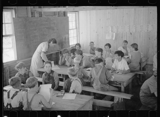 Untitled photo, possibly related to: School scene at Cumberland Mountain Farms (Skyline Farms) near Scottsboro, Alabama