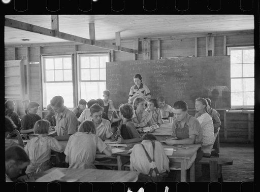 Untitled photo, possibly related to: School scene at Cumberland Mountain Farms (Skyline Farms) near Scottsboro, Alabama
