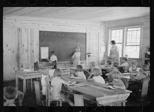 Untitled photo, possibly related to: School scene at Cumberland Mountain Farms (Skyline Farms) near Scottsboro, Alabama