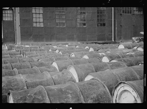 Untitled photo, possibly related to: Barrels of tar, Greenbelt, Maryland