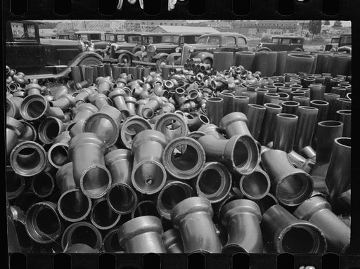Sewer pipe storage, Greenbelt, Maryland