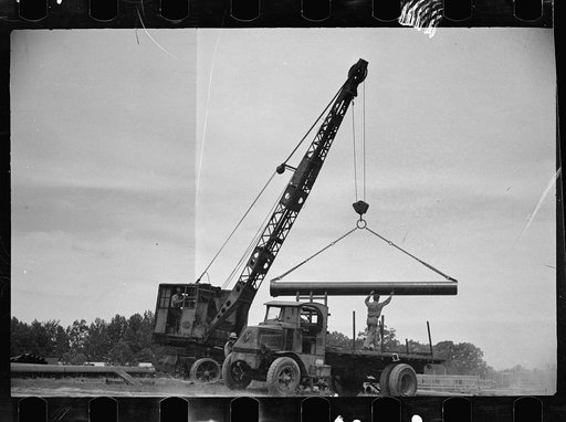Unloading pipe with crane, Greenbelt, Maryland