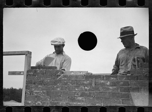 Untitled photo, possibly related to: Cinder block construction.  Greenbelt, Maryland