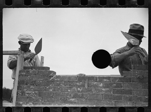Untitled photo, possibly related to: Cinder block construction.  Greenbelt, Maryland