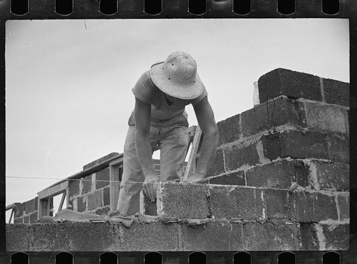 Cinder block construction.  Greenbelt, Maryland