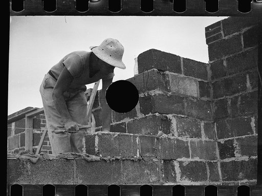 Untitled photo, possibly related to: Cinder block construction.  Greenbelt, Maryland