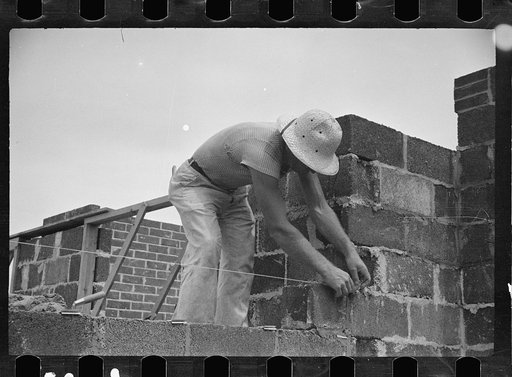 Untitled photo, possibly related to: Cinder block construction.  Greenbelt, Maryland