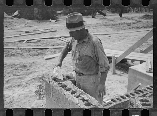Untitled photo, possibly related to: Cinder block construction.  Greenbelt, Maryland