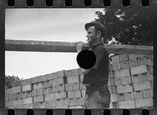 Untitled photo, possibly related to: Cinder block used for building, Greenbelt, Maryland