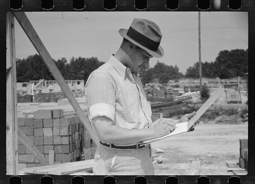 Untitled photo, possibly related to: Cinder block construction.  Greenbelt, Maryland