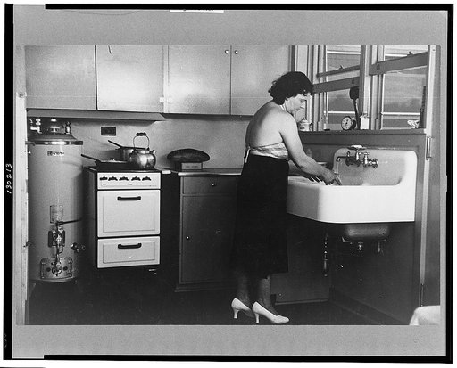 Hightstown homesteader in the kitchen of her new home, New Jersey