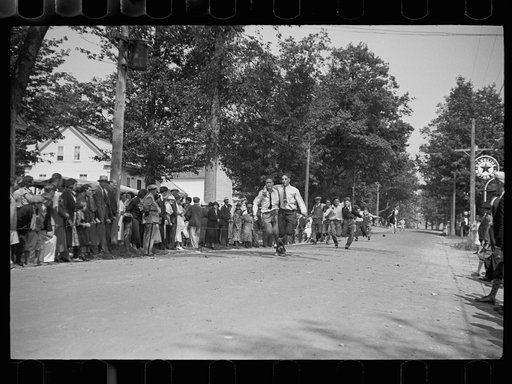 Untitled photo, possibly related to: Start of the three-legged race. Fair at Albany, Vermont
