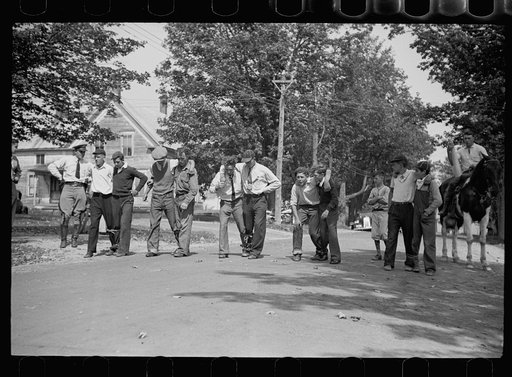 Start of the three-legged race. Fair at Albany, Vermont
