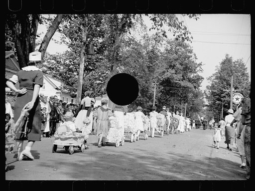 Untitled photo, possibly related to: Start of the two-man wheelbarrow and barrel race. Fair at Albany, Vermont
