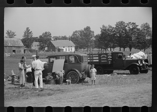 Untitled photo, possibly related to: Scene at the Morrisville, Vermont annual fair. Farm families live on the grounds during the week
