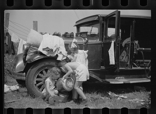Scene at the Morrisville, Vermont annual fair. Farm families live on the grounds during the week