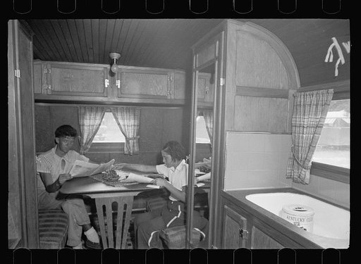 Untitled photo, possibly related to: Interior of trailer at the auto trailer camp, Dennis Port, Massachusetts