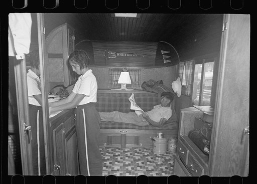 Interior of trailer at the auto trailer camp, Dennis Port, Massachusetts