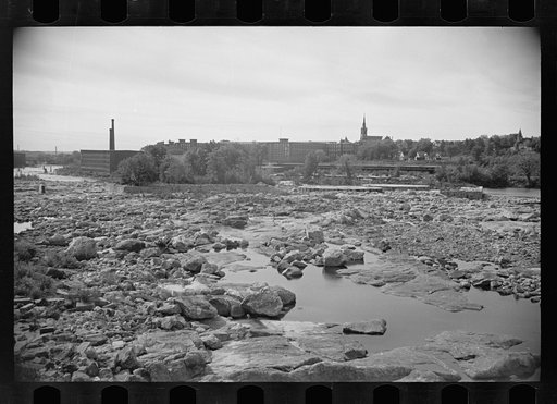 Untitled photo, possibly related to: Amoskeag dam with hydroelectric plant in the distance, New Hampshire