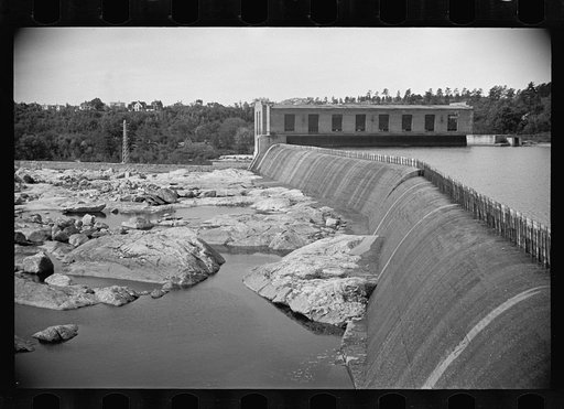 Amoskeag dam with hydroelectric plant in the distance, New Hampshire