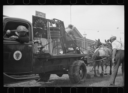 The dynamometer used in the horse-pulling contest, Eastern States Fair, Springfield, Massachusetts