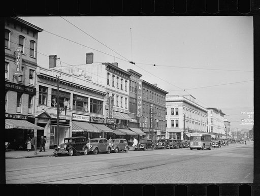 Untitled photo, possibly related to: Street corner, Manchester, New Hampshire