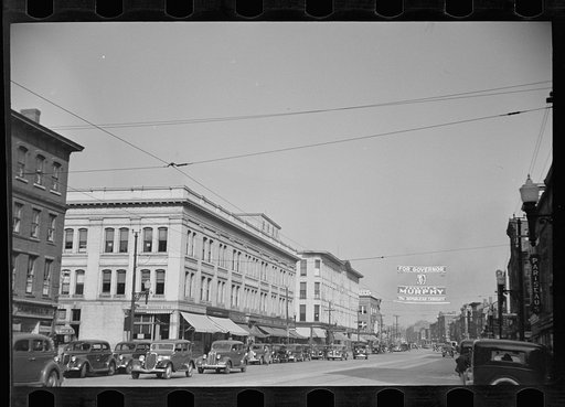 Untitled photo, possibly related to: Street corner scene, Manchester, New Hampshire