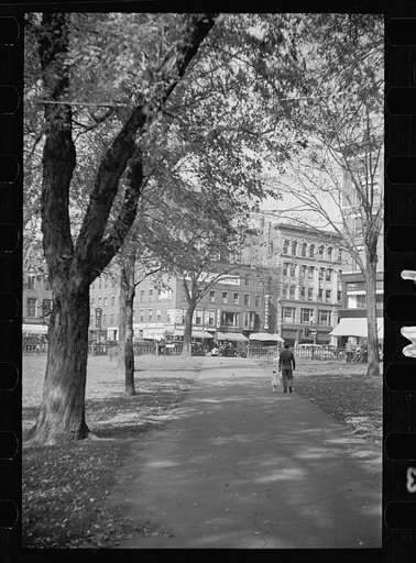 Untitled photo, possibly related to: Street corner scene, Manchester, New Hampshire