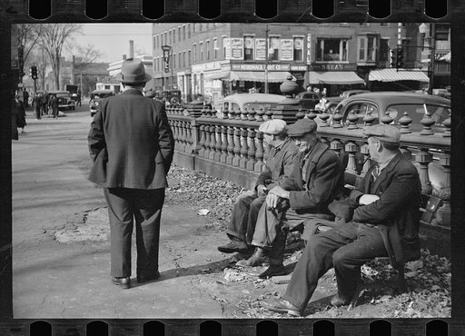 Untitled photo, possibly related to: Man in the park, Manchester, New Hampshire