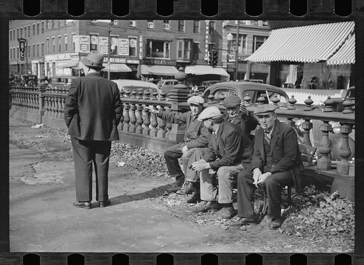 Untitled photo, possibly related to: Man in the park, Manchester, New Hampshire